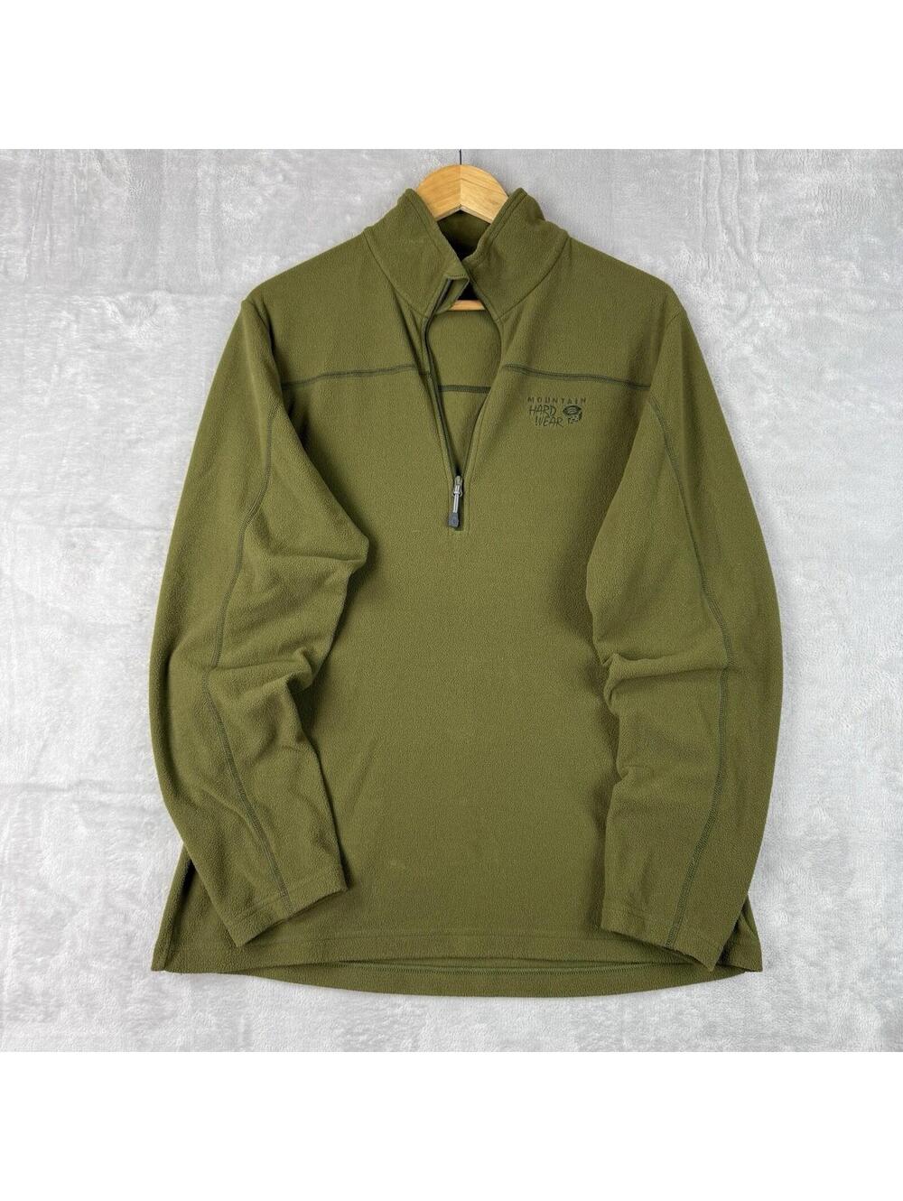 Mountain Hardwear Olive Green Polar Fleece Quarter Zip Pullover Mens M Gorpcore